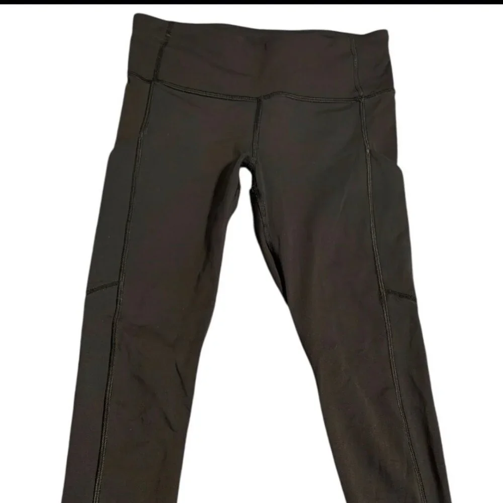 Lululemon Invigorate High Rise Tight Leggings 26 inches Black Side Pockets Sz 4‎